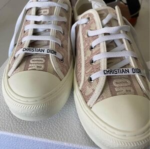 Canvas Oblique Walk'N'Dior Low Top Sneakers 39 Powder Nude